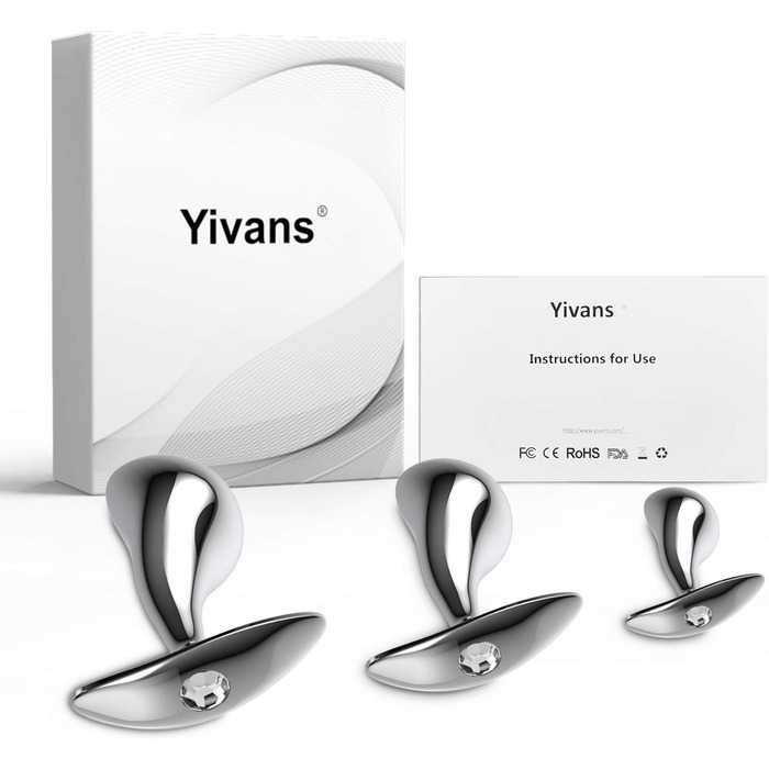 Набір анальних пробок Yivans (24мм, 29мм, 36мм) з металу, кристали, діаманти, для пар, жінок та чоловіків