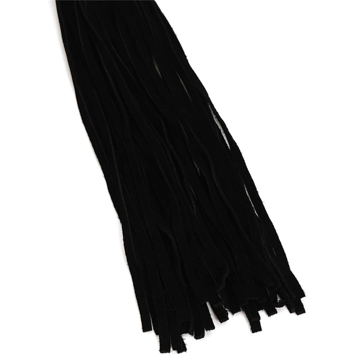 Еротичний плетіль з шкіри - багатофункціональний плетіль з велюрової шкіри з ручкою-скляним дildo (чорний)