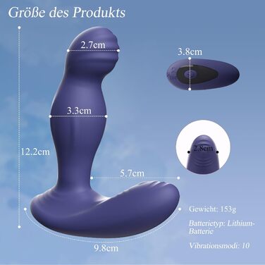 Анальні вібратори BDSMYEE: набір з пультом дистанційного керування, 10 режимів, 360° обертання. Для чоловіків.