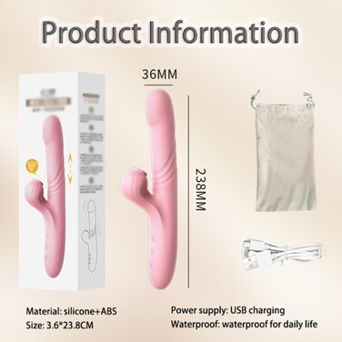 Вібратор Кролик для жінок: стимулятор клітора та G-точки, силікон, 10 режимів, телескопічна функція, рожевий