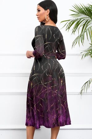 Сукня Noder Daenkleid вільного крою з запахом, чорна геометрична, A-силует, 3/4 рукав, для вечірки, коктейлю, весілля (XXL)