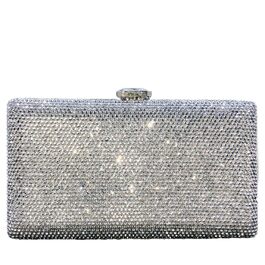 Жіночий вечірній клатч Boutique De FGG з кристалами та стразами для весілля та вечірок, сріблястий, mini