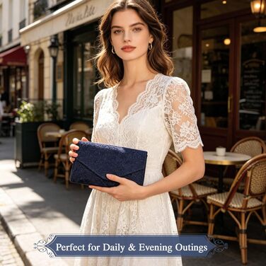 Жіночий вечірній клатч BAIGIO Elegante з мереживом, синій