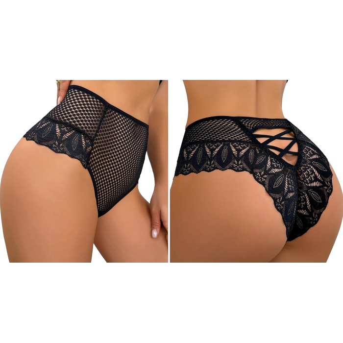 Слідки жіночі, 5 шт., безшовні, мереживні, сексуальні, чорні, розмір M
