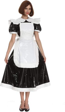 Чорне плаття з ПВХ для косплею/кросдресінгу, уніформа служниці, розмір 3XL