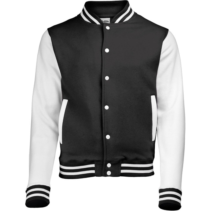 Чоловіча куртка-бомбер Varsity Jacket Just Hoods by AWDis, чорна/вугільна (XXL)