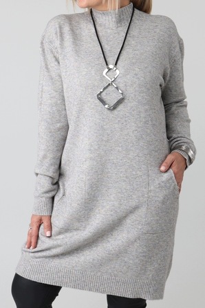 Жіночий світр FEMIMODA сірий, oversize, довжина нижче колін, розмір 42/44