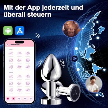 Анальний вібратор-простатор Metall Anal Vibratorstarb з пультом, 10 режимів вібрації, чорний