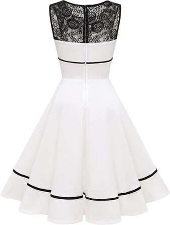 Сукня коктейльна Bbonlinedress Rockabilly мереживна 50-ті вінтаж, складки, без рукавів, круглий виріз (XS, Айворі)