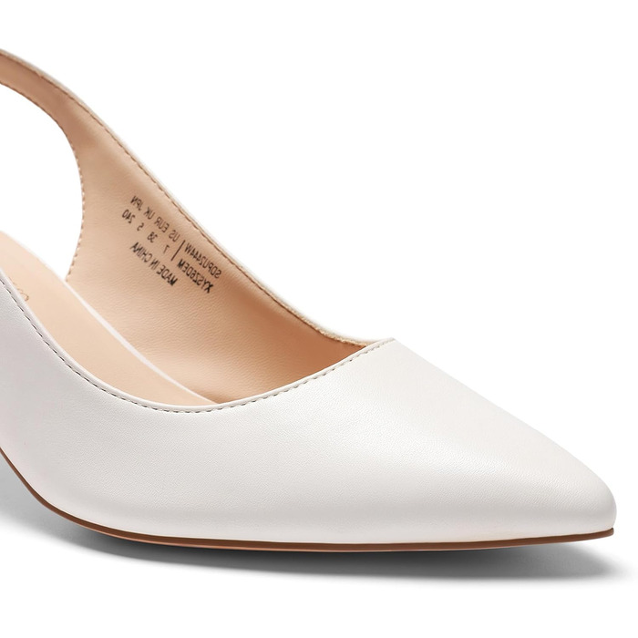 Жіночі туфлі-човники Dream Pairs Slingback на підборах, білі, екошкіра (PU), розмір 39 EU