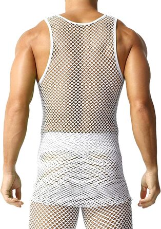 Чоловіча сітчаста футболка QiaTi з довгим рукавом, прозора, мереживна, біла