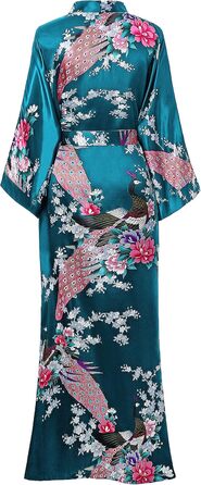 Халат жіночий довгий з атласу, квітковий принт, модель кімоно, Babeyond. Ідеально для дому, відпочинку та вечірок.