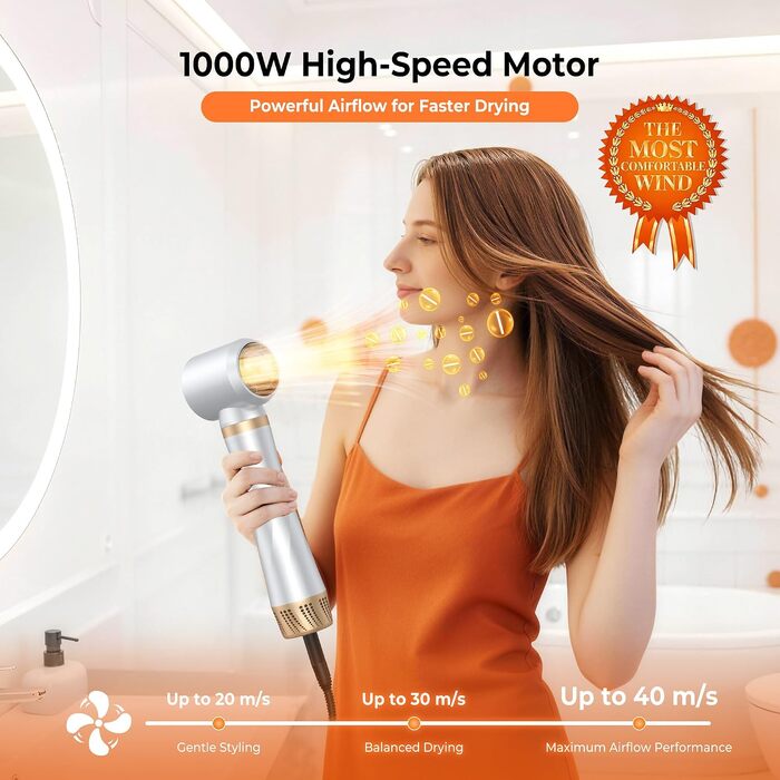Мультистайлер для волосся 5 в 1 з іонізацією 1000W: фен, автоматичний локон, брашинг та випрямляч для об'єму та укладки, білий