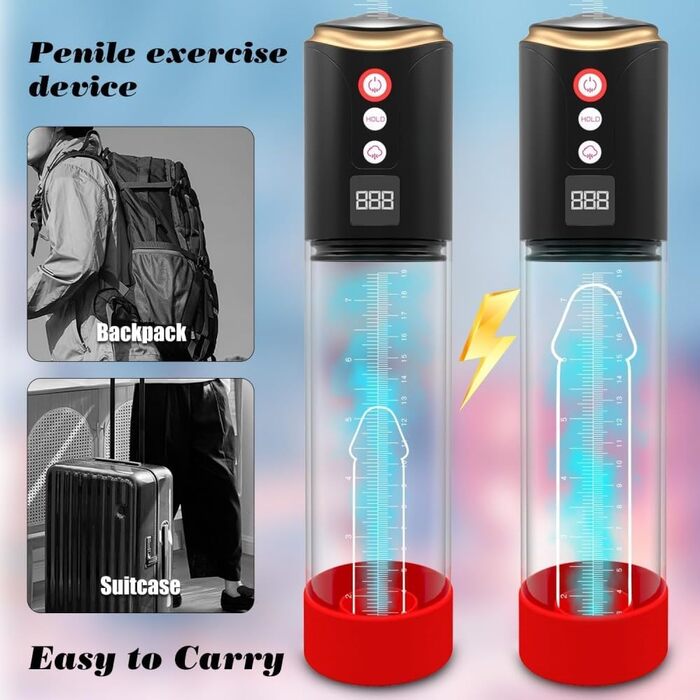 Електрична помпу для пеніса Seckoe, іграшка для чоловіків, автоматичне збільшення пеніса, 8 рівнів вакууму, перезаряджувана, повітряний насос-екстендер