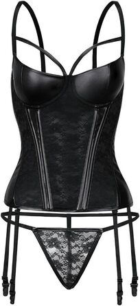 Корсет-формувальна білизна CABULE Punk-стиль, чорний, з блискавкою та бретелями, розмір XXL, артикул 8558