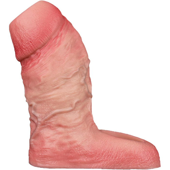 Реалістична секс-іграшка для чоловіків: пеніс-манжета з текстурою вен, шкірного кольору, з кільцем для яєчок (M)