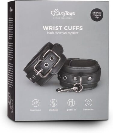 Набори наручників з екошкіри EasyToys Fetish Collection - регульовані, 80 см, діаметр 11-28 см