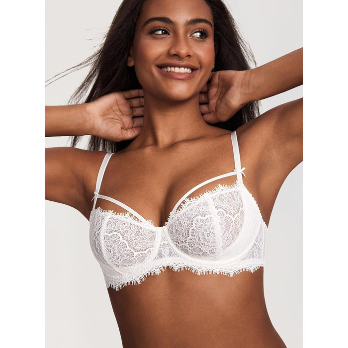 DOBREVA Ліфчик бюстгальтер жіночий мереживний, з пуш-ап, балконет, білий, 70D
