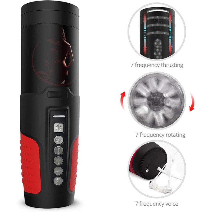 Автоматичний електричний мастурбатор-чаша з телескопічною функцією та режимами обертання. Масажер для чоловіків з 3D силіконовою вагіною, стимулятор пеніса