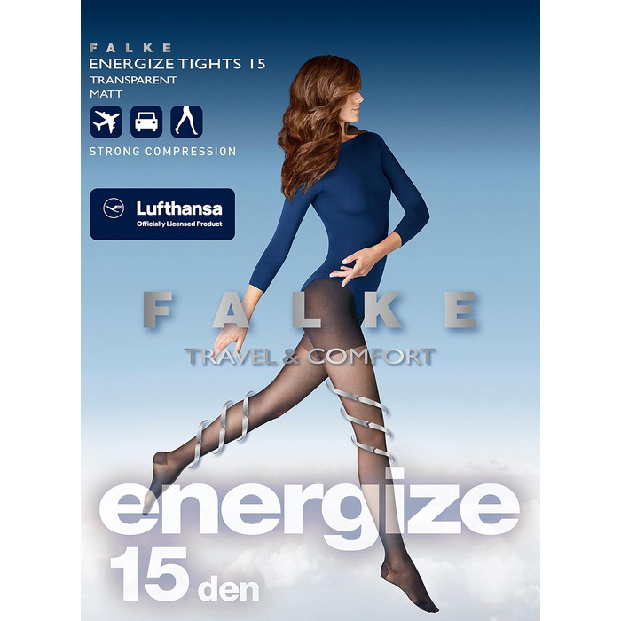 Шкарпетки-шкарпетки Falke Lufthansa Travel & Comfort Energize 15 DEN для жінок, сірі, графіт, S
