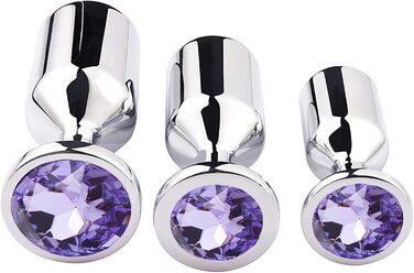 Анальний плагін Linman Metall Konischer для жінок. 3 розміри, діамантовий цоколь. Холодна та гаряча стимуляція. SM-іграшка. Анальні розширювачі. (Синій)