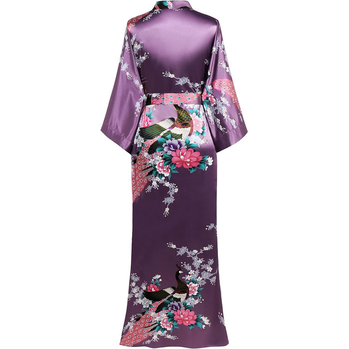 Халат жіночий довгий з атласу, квітковий принт, Babeyond, для дому та відпочинку