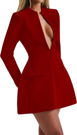 Сукня жіноча LuFeng V-подібний виріз, на блискавці, A-силует, міні, облягаюча, для вечірок, сучасна, чорна (S, червона/для подорожей, однотонна)