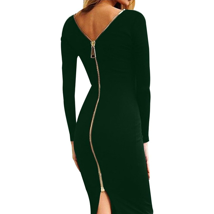 Сукня YMING для вечірки: сексуальна, з відкритим спиною, на блискавці, облягаюча, без рукавів, міді (темно-зелена, L)