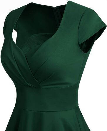 Сукня в стилі 1950-х, ретро-коктейльна, рокабілі, Bbonlinedress, темно-зелена, V-подібний виріз, спідниця-сонце, вечірня, для вечірок