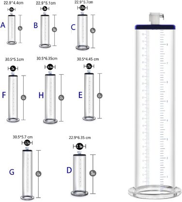 Аксесуари для пеніс-помпи LZYLWC з лазерним гравіюванням розмірів - комплект для апгрейду та заміни, циліндр пеніс-помпи з акрилу для збільшення та ерекції пеніса (A/9 * 1.75inch)
