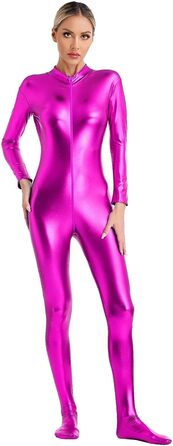 Еротична спідниця-комбінезон з довгим рукавом на блискавці, рожевий, XXL