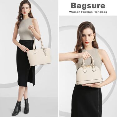 Жіночий набір сумок Bagsure (4 предмети) — Елегантна сумка через плече, велика сумка-шопер з блискавкою для офісу, навчання та подорожей, колір бежевий