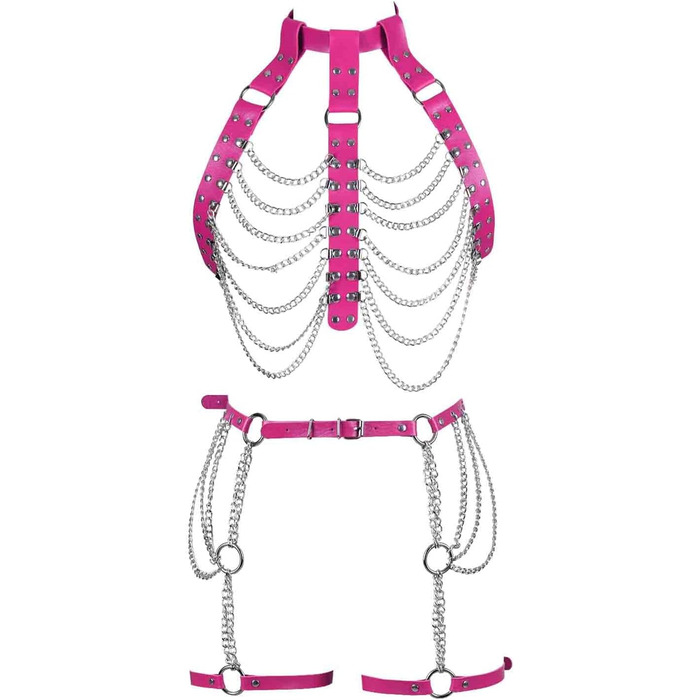 Жіночий комплект: тілесний ланцюжок, ланцюжок на стегна, стрінги, панталони-підтяжки
