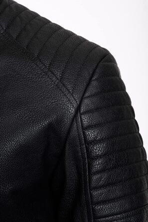Чоловіча шкіряна куртка-байкер Jack & Jones штучна шкіра, чорна (Розмір L, модель Jate)