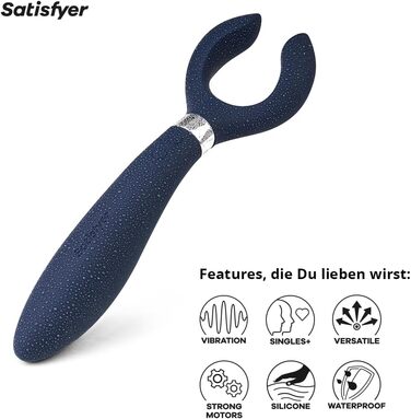 Вібратор Satisfyer Endless Fun для пар: 33 функції, 100 вібрацій, сильний та тихий | Для жінок та чоловіків | Може використовуватись як дildo та для стимуляції клітора | 1 шт. (1 упаковка) (Блакитний)