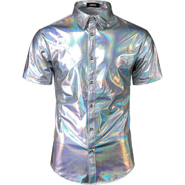 Чоловічий блискучий бронзовий костюм для вечірок та клубів JOGAL (сріблястий блиск, розмір S)