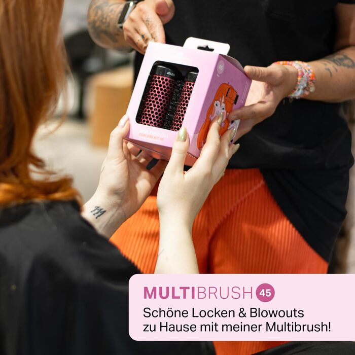 Набір щіток для завивки та об'єму волосся Olivia Garden Multibrush Curlers Kit (4 насадки, знімна ручка), розмір 45 (XS)