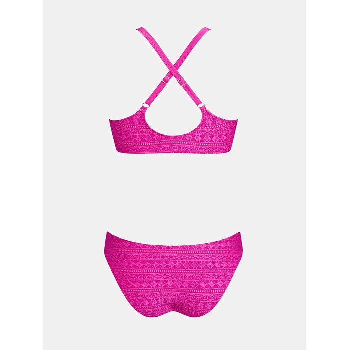 CUPSHE Bikini Set Daen: двочастинний купальник з V-подібним вирізом, зав'язками спереду, низькою талією та перехресними бретелями. Темно-зелений візерунок, розмір XL, колір Hot Pink