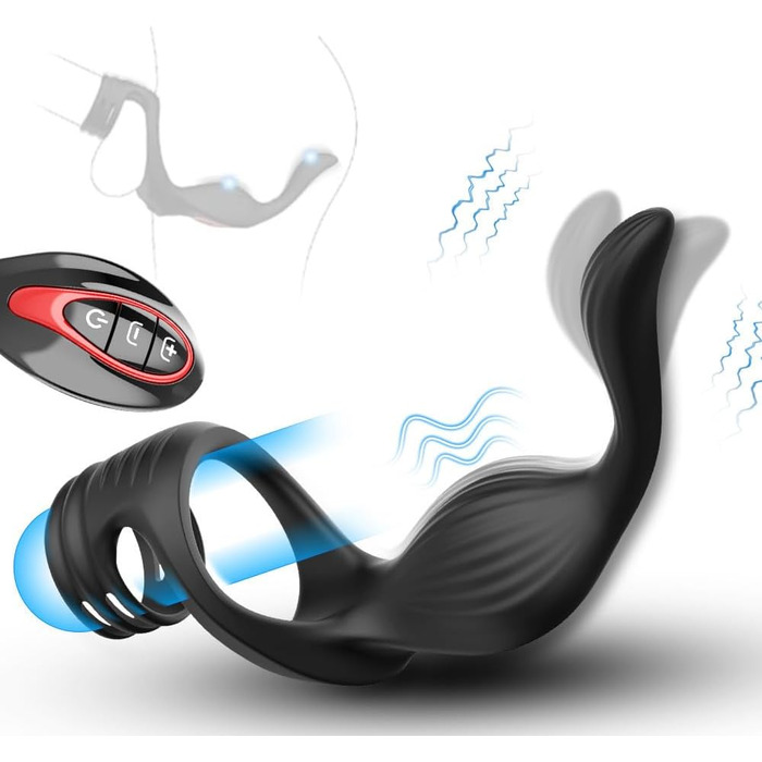 Масажер простати для чоловіків NAIXBTY з кільцем на пеніс та пультом керування, телескопічний вібратор, анальні вібратори, Butt Plug з 12 режимів вібрації та режимом штовхання. Іграшки для дорослих для чоловіків