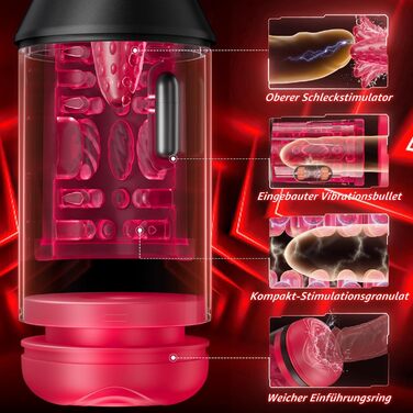 Електричний мастурбатор 4-в-1 для чоловіків з 9 режимами вібрації та телескопічною функцією, іграшка для сексу з імітацією ротової порожнини