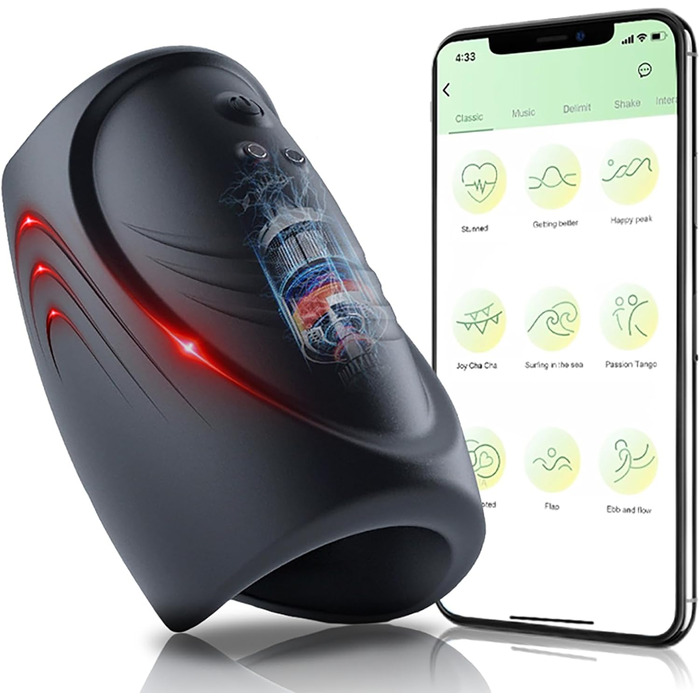 Електричний мастурбатор TDLPlus APP Penistrainer: 2-в-1 тренажер для чоловіків з 9 режимами вібрації та стимуляцією головки