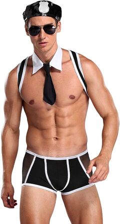 Манкіні Borat для чоловіків: сексуальна танга, V-подібний виріз, пляжний кінь, подарунок, спідня білизна, костюм Санти для Хелловіну та Різдва, універсальний розмір (чорний)