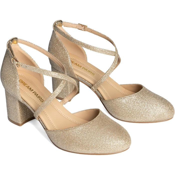 Жіночі елегантні туфлі-човники DREAM PAIRS, золотисті, комфортні, розмір 39 EU