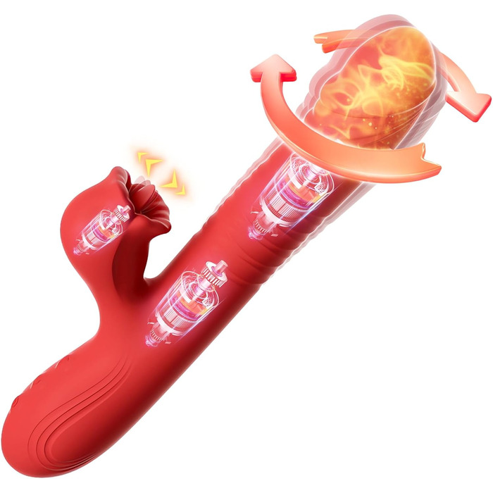 Секс-іграшка SXOVO для жінок 5 в 1, вібруючий масажер з 10 режимами стимуляції, нагріванням та стимуляцією G-точки (червоний)