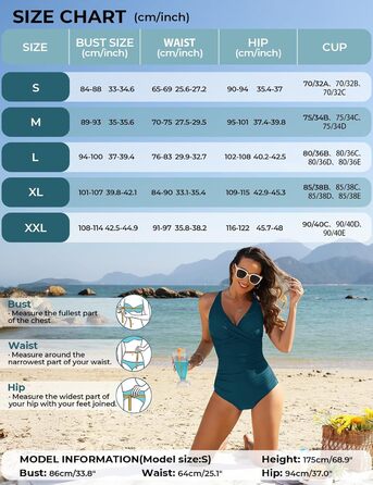 Купальник жіночий цілісний Tuopuda Badeanzug з вирізом Push Up, суцільний, для живота, ретро, великі розміри (Pfauenblau, XL)