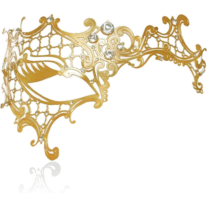 Маска для обличчя MYMENU для пар, жінок, з металу та стразів, венеціанська, для вечірок, весілля, балу (Золота)