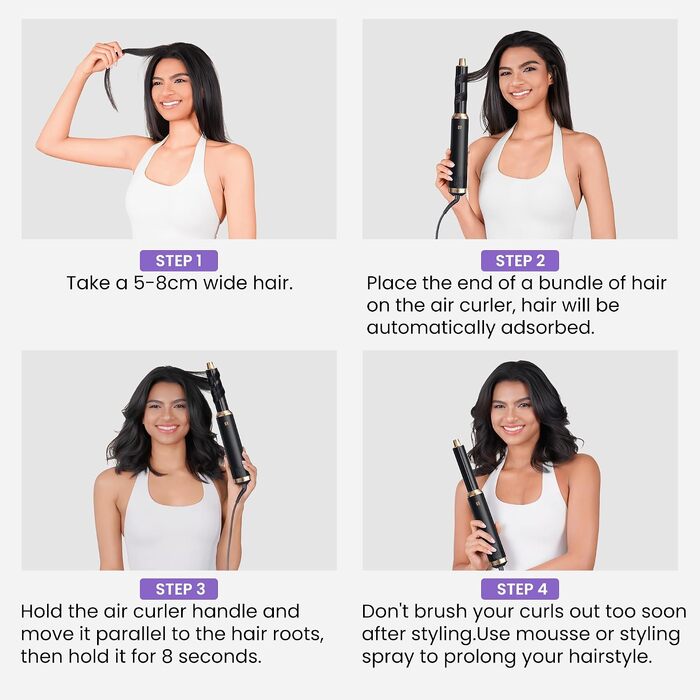 Мультистайлер для волосся 5 в 1 MogaWave Airstyler Pro 1000W: фен-щітка, плойка для локонів, об'ємний стайлер з іонізацією, чорний