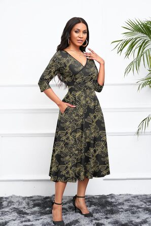 Сукня Noder Daenkleid: ошатне обгорткове плаття-трапеція для весілля, вечірки, коктейлю, чорна, розмір XXL