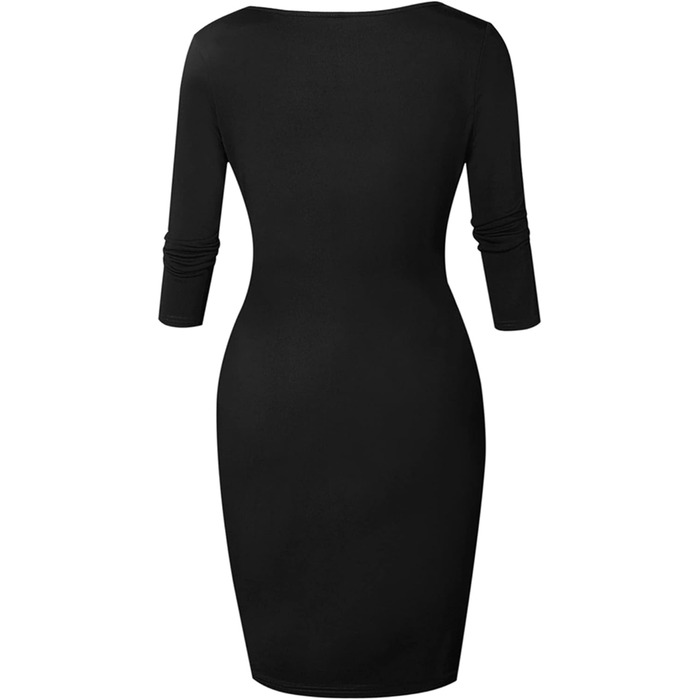 Жіноче обтисле міні-плаття OMZIN з глибоким вирізом та блискавкою, чорне