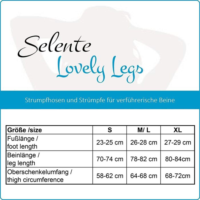 Selente Lovely Legs – мереживні панчохи без пояса для жінок (виготовлено в ЄС), різні моделі S, біло-блискучий орнамент
